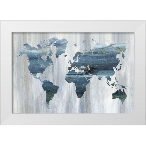 Textural World Map White Modern Wood Framed Art Print by Nan
