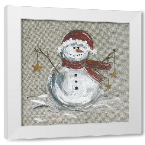 Linen Snowman I White Modern Wood Framed Art Print by Robinson, Carol