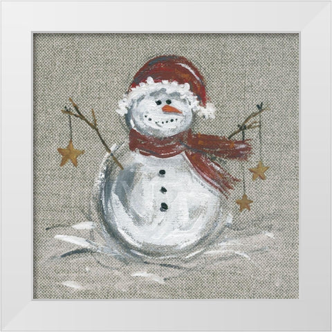 Linen Snowman I White Modern Wood Framed Art Print by Robinson, Carol
