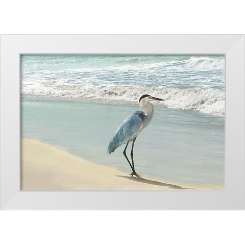 Beach Set Heron White Modern Wood Framed Art Print by Nan