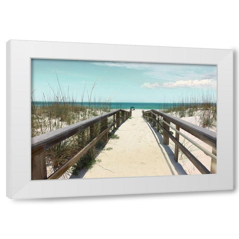 Welcome To Paradise White Modern Wood Framed Art Print by Nan
