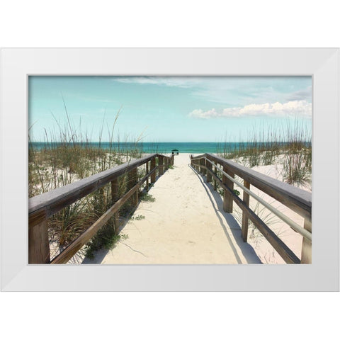 Welcome To Paradise White Modern Wood Framed Art Print by Nan