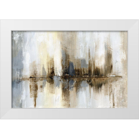 Harbor Lights White Modern Wood Framed Art Print by Nan