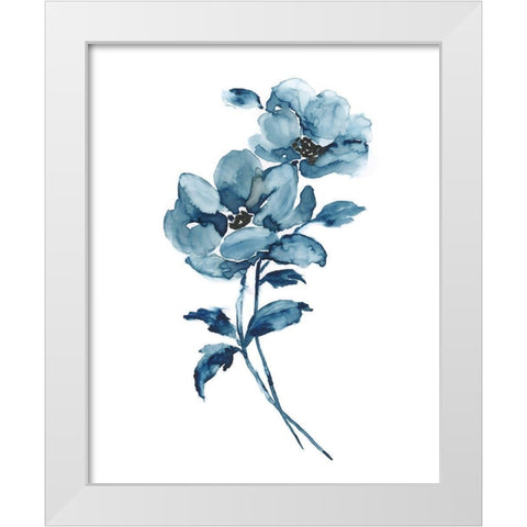 Blue Botanique I White Modern Wood Framed Art Print by Nan