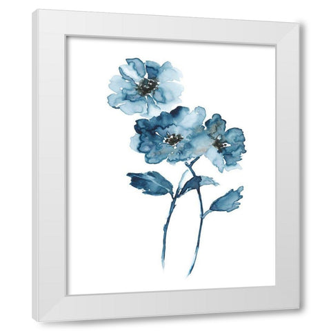 Blue Botanique II White Modern Wood Framed Art Print by Nan