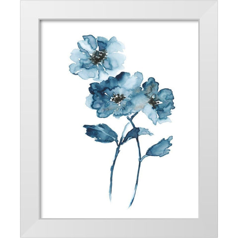 Blue Botanique II White Modern Wood Framed Art Print by Nan