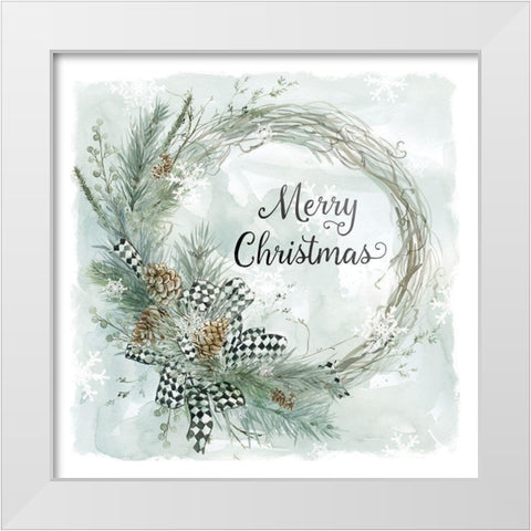 Merry Christmas White Modern Wood Framed Art Print by Robinson, Carol