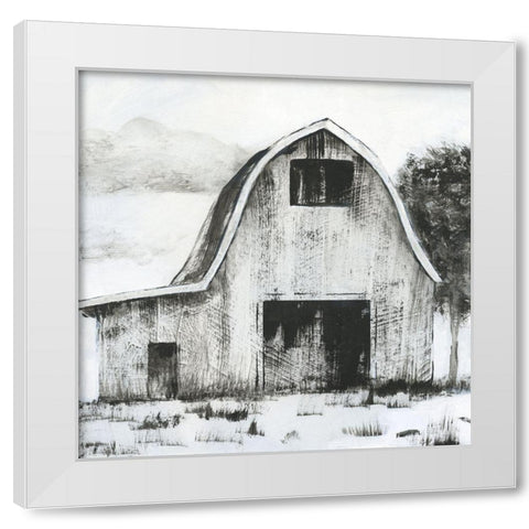Black and White Barn II White Modern Wood Framed Art Print by Nan
