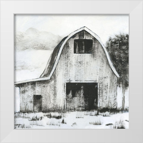 Black and White Barn II White Modern Wood Framed Art Print by Nan