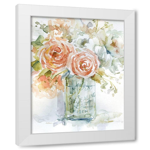 Cabbage Roses II White Modern Wood Framed Art Print by Robinson, Carol