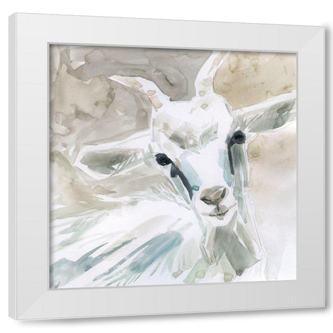 Bill E. Goat White Modern Wood Framed Art Print by Robinson, Carol