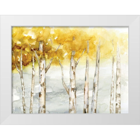 Golden Trees White Modern Wood Framed Art Print by Nan