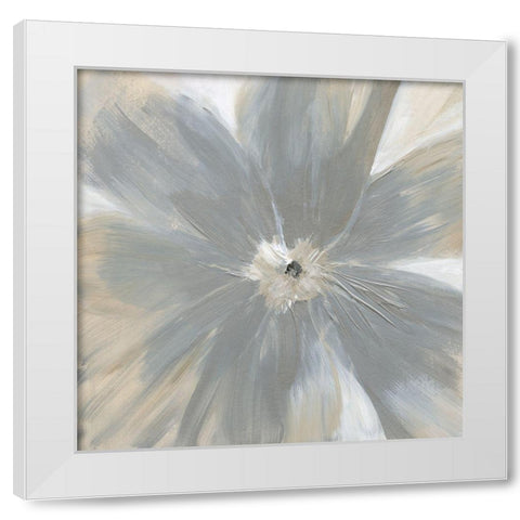 Silver Bloom White Modern Wood Framed Art Print by Nan