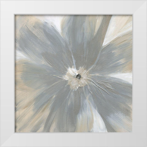 Silver Bloom White Modern Wood Framed Art Print by Nan