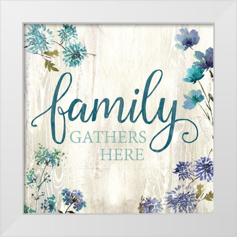 Family Gathers White Modern Wood Framed Art Print by Knutsen, Conrad