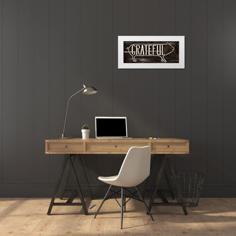 Grateful Pig White Modern Wood Framed Art Print by Halm, Carol