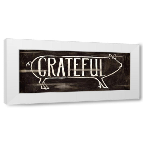 Grateful Pig White Modern Wood Framed Art Print by Halm, Carol