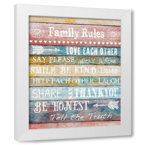 Family Rules White Modern Wood Framed Art Print by Knutsen, Conrad