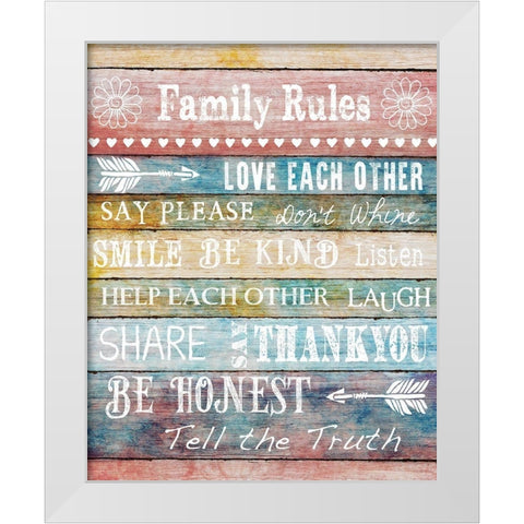 Family Rules White Modern Wood Framed Art Print by Knutsen, Conrad
