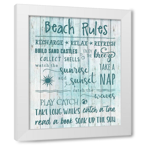 Beach Rules White Modern Wood Framed Art Print by Carpentieri, Natalie