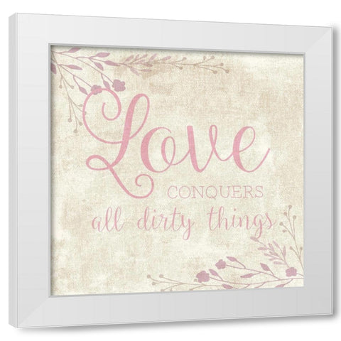 Love Conquers White Modern Wood Framed Art Print by Murray, Amanda