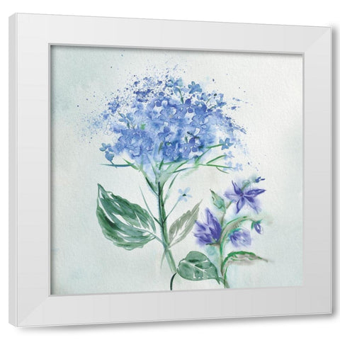 Blue Flower Wash White Modern Wood Framed Art Print by Knutsen, Conrad