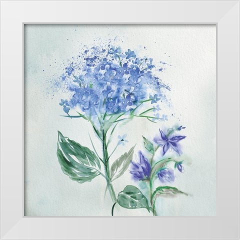 Blue Flower Wash White Modern Wood Framed Art Print by Knutsen, Conrad