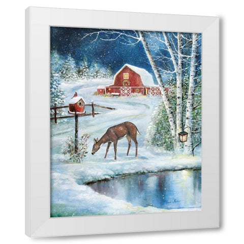Holiday Skating White Modern Wood Framed Art Print by Manning, Ruane