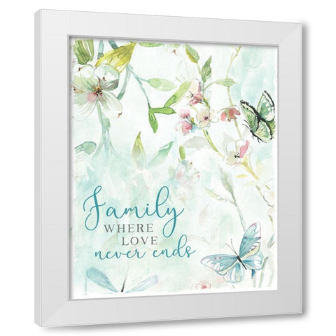 Love Never Ends White Modern Wood Framed Art Print by Robinson, Carol