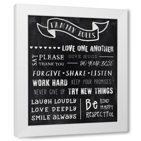 Chalkboard Rules White Modern Wood Framed Art Print by CAD DESIGNS