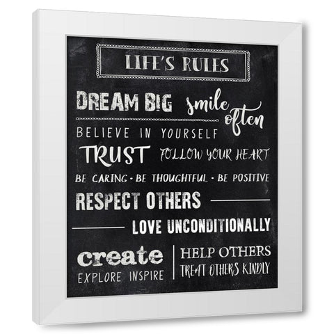 Chalkboard Rules White Modern Wood Framed Art Print by CAD DESIGNS