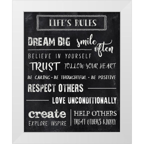 Chalkboard Rules White Modern Wood Framed Art Print by CAD DESIGNS