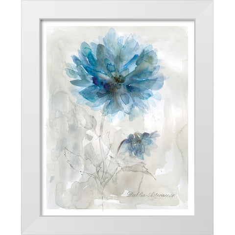 Blue Dahlia White Modern Wood Framed Art Print by Robinson, Carol