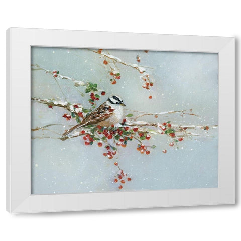 Woodpecker in Winter White Modern Wood Framed Art Print by Swatland, Sally