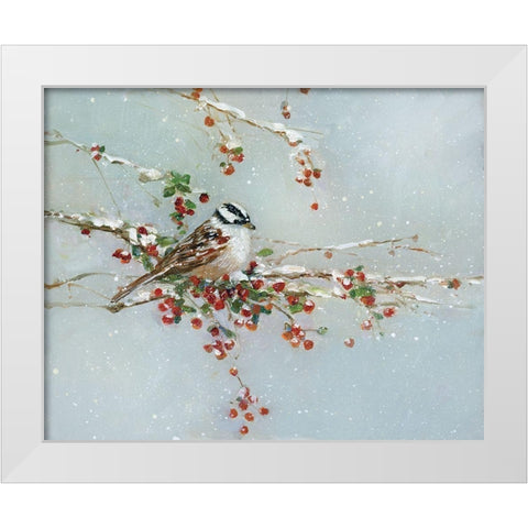 Woodpecker in Winter White Modern Wood Framed Art Print by Swatland, Sally