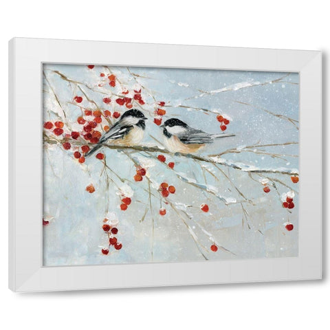 Chickadees in Winter White Modern Wood Framed Art Print by Swatland, Sally