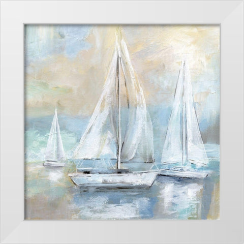 Sail Away White Modern Wood Framed Art Print by Nan