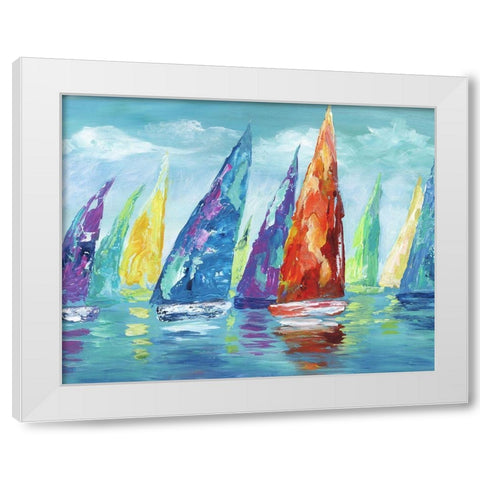 Fine Day Sailing II White Modern Wood Framed Art Print by Nan