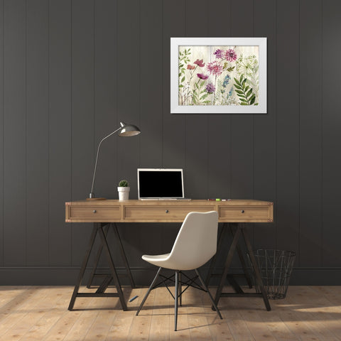 Meadow Flowers White Modern Wood Framed Art Print by Knutsen, Conrad