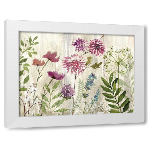 Meadow Flowers White Modern Wood Framed Art Print by Knutsen, Conrad