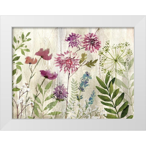 Meadow Flowers White Modern Wood Framed Art Print by Knutsen, Conrad