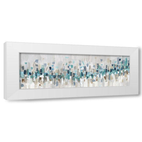 Blue Staccato White Modern Wood Framed Art Print by Craven, Katrina