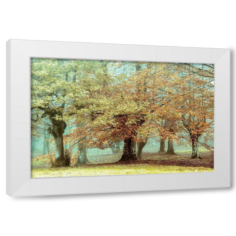 Teal Tree White Modern Wood Framed Art Print by Van de Goor, Lars