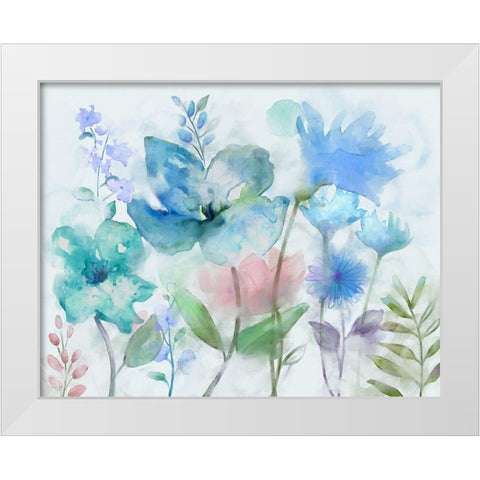 Mingled Blues White Modern Wood Framed Art Print by Nan