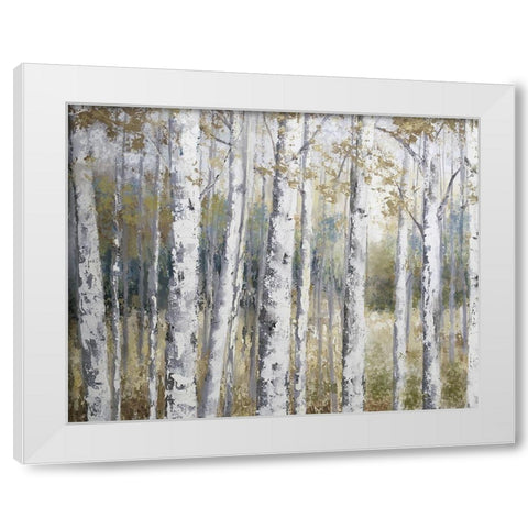 Hidden Birch White Modern Wood Framed Art Print by Nan