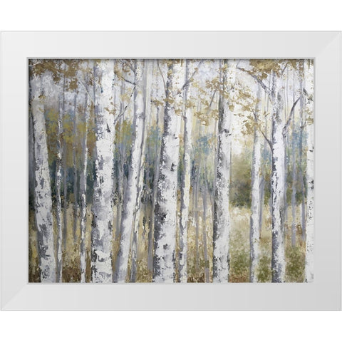 Hidden Birch White Modern Wood Framed Art Print by Nan