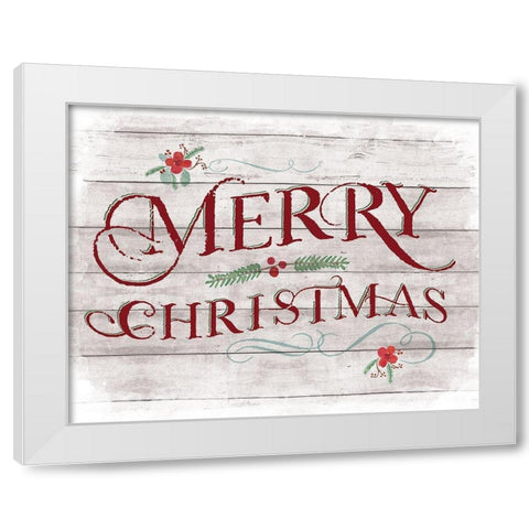 Merry Christmas White Modern Wood Framed Art Print by Murray, Amanda