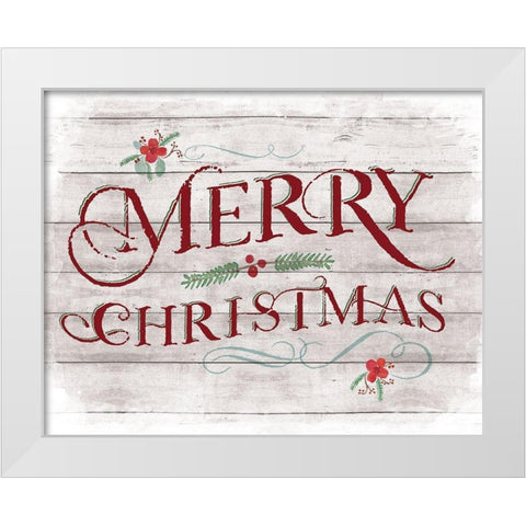 Merry Christmas White Modern Wood Framed Art Print by Murray, Amanda