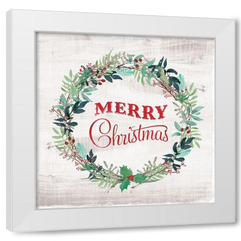 Merry Christmas White Modern Wood Framed Art Print by Murray, Amanda