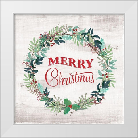 Merry Christmas White Modern Wood Framed Art Print by Murray, Amanda